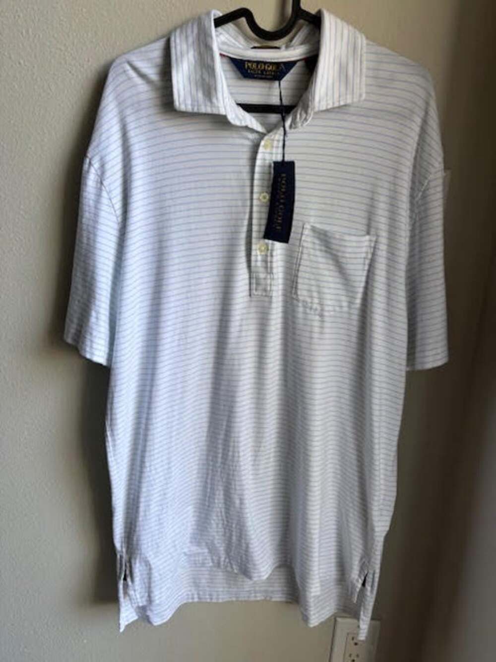 Polo Golf Ralph Lauren Men's Striped Polo Shirt White Blue M NWT